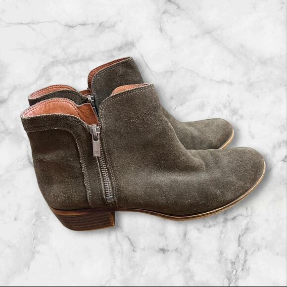 Lucky Brand Women's Suede Booties size 10 Zip up Short Low heel boots - Picture 6 of 9